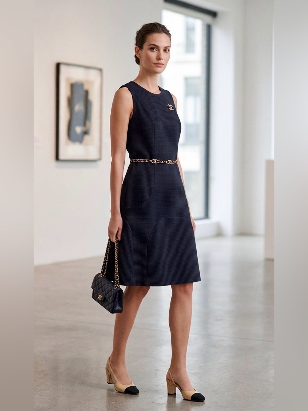CHANEL A-Line Dress Karl Lagerfeld Collection Knee Length EUC Size EU 50